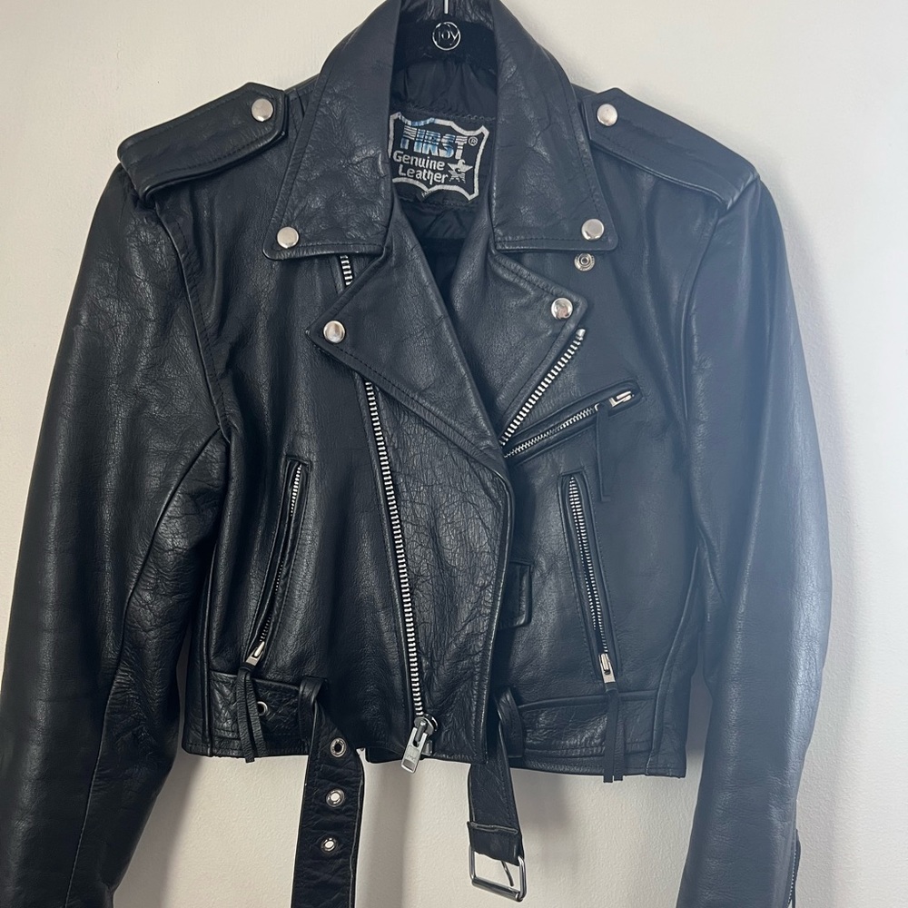 FIRST Genuine Leather moto jacket, vintage, size M